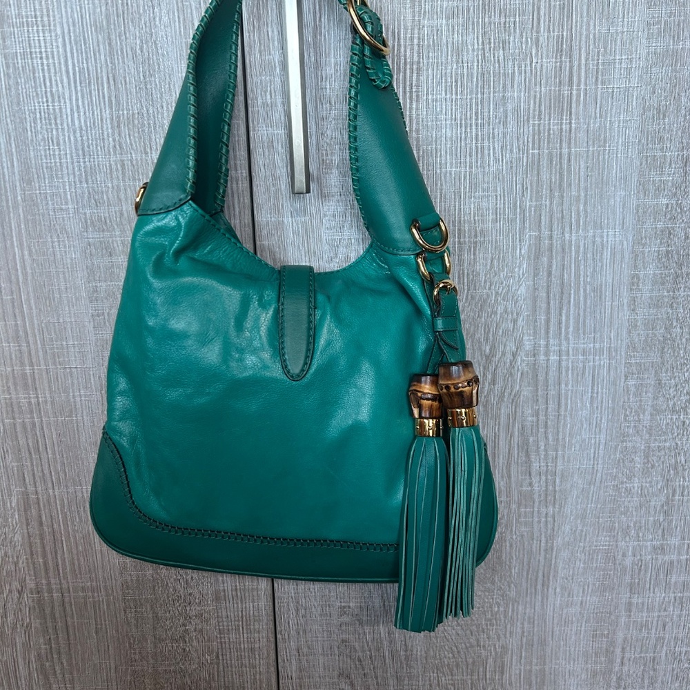 Gucci Turquoise Green Jackie O Tassel Hobo Bag - Picture 3 of 14